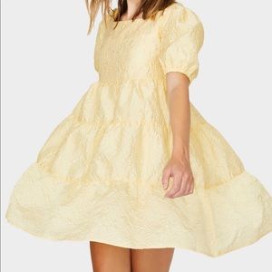 Sister Jane Yellow Jacquered Dress